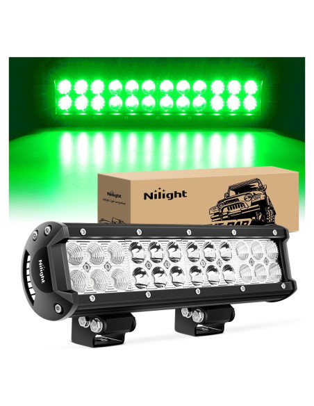 Barra de Luz LED Nilight 30cm 72W Verde IP67 para Off Road Barra de Luz LED Nilight 30cm 72W Verde IP67 para Off Road