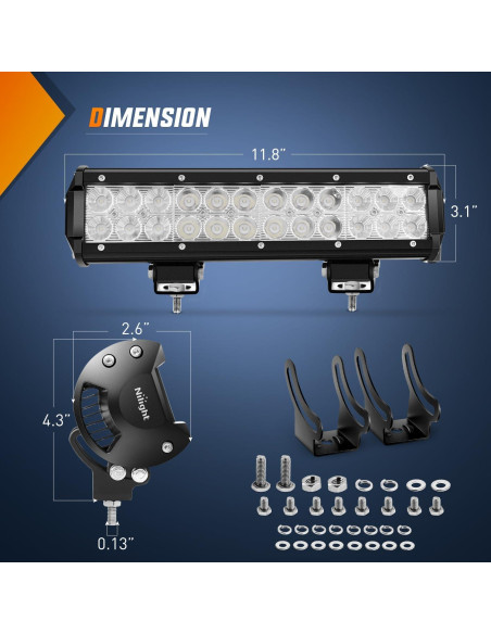 Barra de Luz LED Nilight 30cm 72W Verde IP67 para Off Road Barra de Luz LED Nilight 30cm 72W Verde IP67 para Off Road