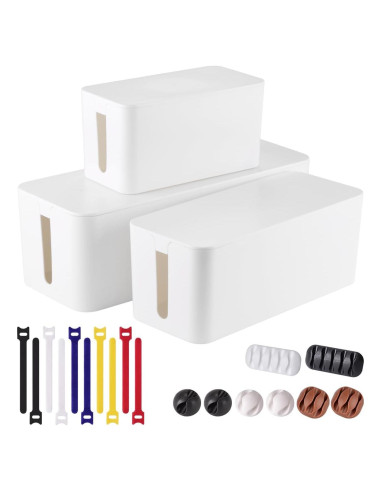 Set de 3 Cajas Organizadoras de Cables Tuwechen - Blanca