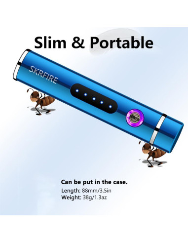Encendedor Eléctrico SKRFIRE Mini Doble Arco Recargable Azul
