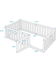 Cama Montessori Twin Bellemave con Cerca y Puerta Gris 2