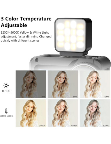 Mini Luz LED de Video VRIG para Vlogging - 3000K a 6000K