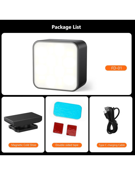 Mini Luz LED de Video VRIG para Vlogging - 3000K a 6000K Mini Luz LED de Video VRIG para Vlogging - 3000K a 6000K