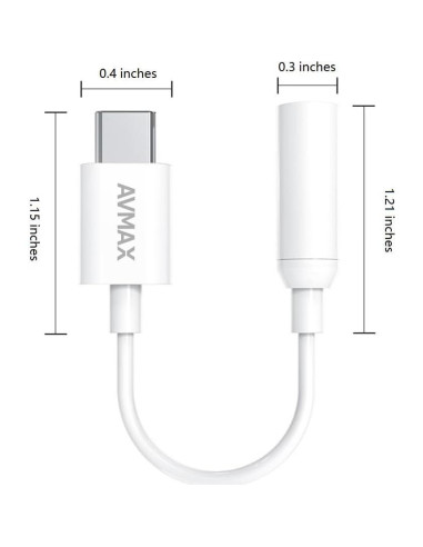 Adaptador de Auriculares AVMAX USB C a 3.5mm HiFi 2 Pack