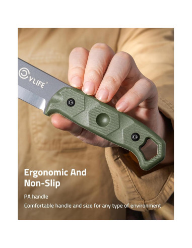 Cuchillo Fijo CVLIFE D2 Verde 25.7 cm con Funda