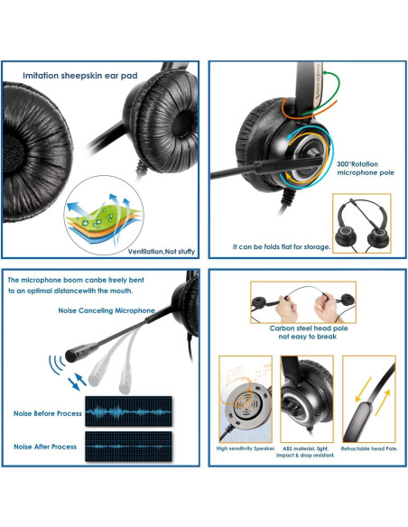 Auricular Binaural VoiceJoy RJ9 con Micrófono Cancelación Ruido Auricular Binaural VoiceJoy RJ9 con Micrófono Cancelación Ruido