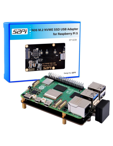 Adaptador USB 3.0 GeeekPi N06 para SSD NVMe M.2 Raspberry Pi 5 Adaptador USB 3.0 GeeekPi N06 para SSD NVMe M.2 Raspberry Pi 5