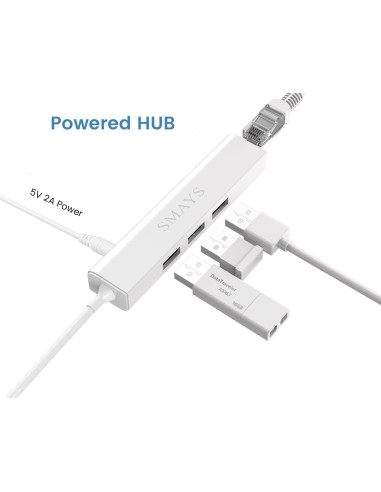 Adaptador Ethernet LAN SMAYS para Android TV 4K - Hub USB 3 Puertos