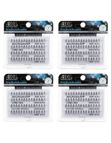 Pestañas Postizas Individuales Ardell Combo Negro - 4 Paquetes