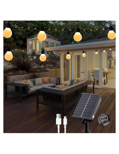 Luces de Navidad Solar LERTDAI 10m 100 LED Control Remoto IP65