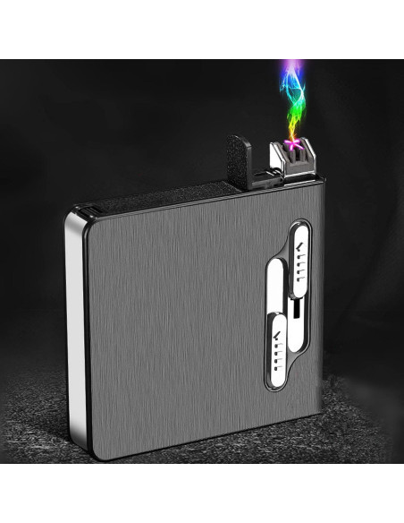 Estuche para Cigarrillos con Encendedor Doble Arco USB KKKC Estuche para Cigarrillos con Encendedor Doble Arco USB KKKC