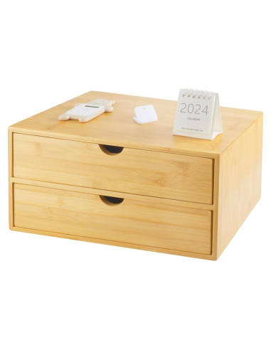 Organizador de Escritorio de Bambú Charmewooden 2 Cajones