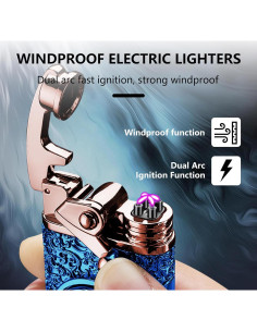 Encendedor Eléctrico TIKIUKI Azul Recargable USB a Prueba de Viento 2