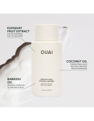 Kit OUAI para Cabello Medio - Champú 296ml, Acondicionador 296ml, Mascarilla 237ml