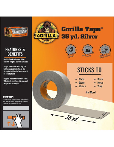 Cinta Gorilla Plateada 4.78 cm x 32 m - Resistente y Fuerte