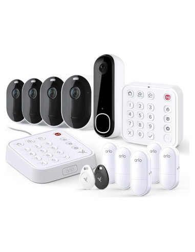 Sistema de Seguridad Arlo - 5 Sensores 8-en-1 + Timbre 2K + 4 Cámaras
