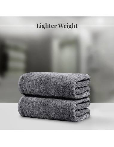 Paquete de 2 Toallas de Baño 89x178 cm Algodón Tens Towels Gris