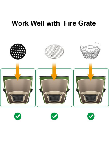 Cesta de Ceniza de Hierro Fundido BBQ777 para Big Green Egg Grande