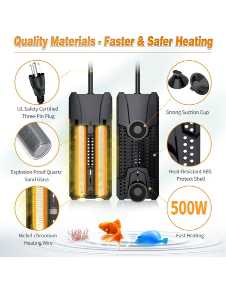 Calentador de Acuario MantaMaze 500W para 284-511 Litros Calentador de Acuario MantaMaze 500W para 284-511 Litros
