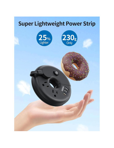Regleta de Viaje NTONPOWER 3 Puertos USB 0.91m Aprobada Cruceros