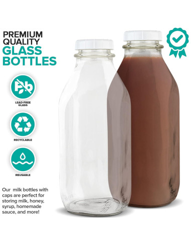 Botellas de Leche de Vidrio Almacena Tu Hogar 1L - Paquete de 3