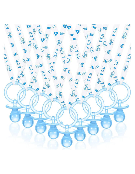 Collar de Chupetes Acrílicos Baby Shower 36 Piezas Azul Blanco Collar de Chupetes Acrílicos Baby Shower 36 Piezas Azul Blanco