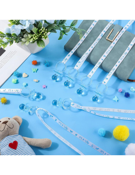 Collar de Chupetes Acrílicos Baby Shower 36 Piezas Azul Blanco Collar de Chupetes Acrílicos Baby Shower 36 Piezas Azul Blanco