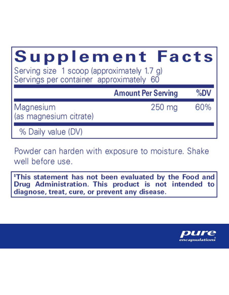 Magnesio en Polvo Pure Encapsulations 104.9g - Apoyo Cardiovascular y Muscular Magnesio en Polvo Pure Encapsulations 104.9g - Apoyo Cardiovascular y Muscular