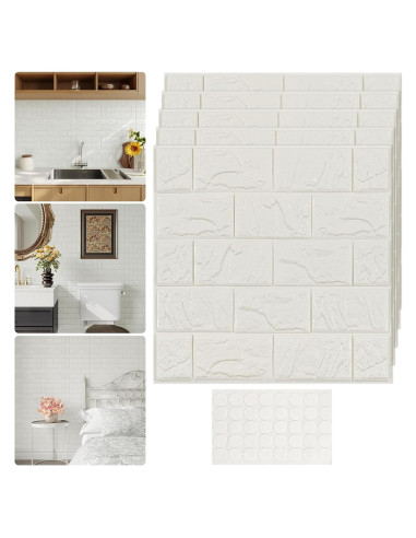 Paneles de Pared 3D Autoadhesivos Abyssaly Blanco 10PCS 30x30cm