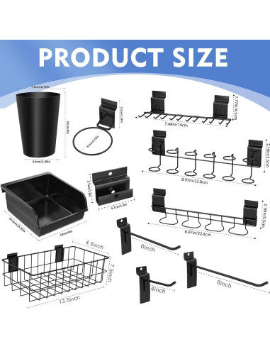 Kit Organizador Slatwall BeapTcely 28 Piezas Negro