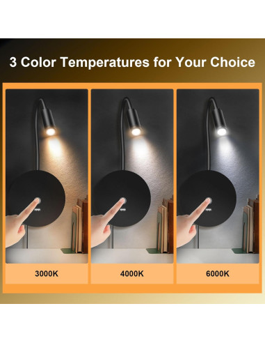 Luz de Lectura de Pared ERAY con USB y 3 Colores - Paquete de 2