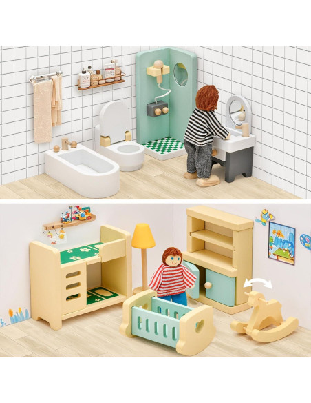Juego de Muebles de Casa de Muñecas Toyssa 36 Piezas Colorido Juego de Muebles de Casa de Muñecas Toyssa 36 Piezas Colorido