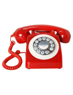 Teléfono Retro Rojo con Cable Benotek 8009, Estilo Clásico