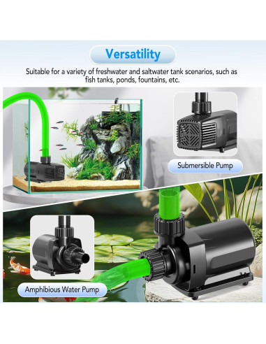 Bomba de Agua Ajustable Hygger 56W 6000LPH para Acuarios