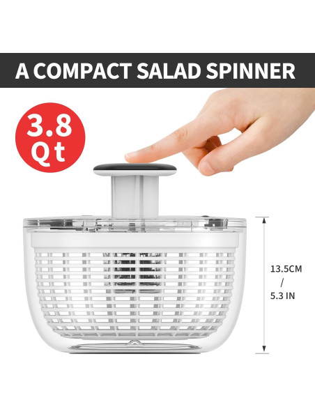 Centrifugadora de ensalada Sonrisa Mamá 3.8L blanca, fácil uso Centrifugadora de ensalada Sonrisa Mamá 3.8L blanca, fácil uso