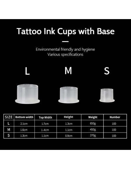 300 Tapas de Tinta para Tatuaje UPTATSUPPLY Color Blanco 300 Tapas de Tinta para Tatuaje UPTATSUPPLY Color Blanco