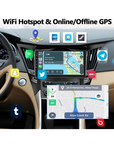 Estéreo de Coche Android 9" Zomolither para Hyundai Sonata 2010-2015