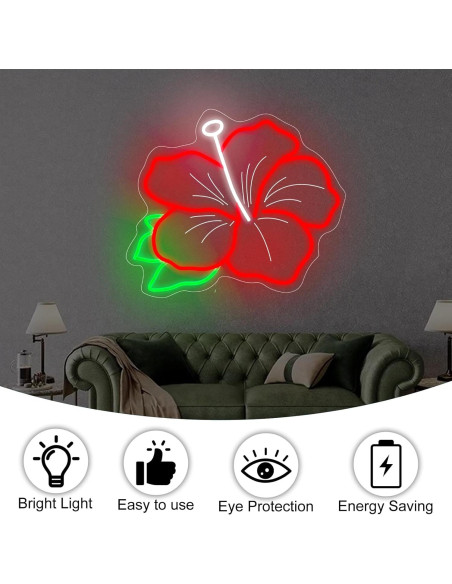 Luz de Neón Hibisco DMDMBSR 38.1x30.5cm Rojo LED Luz de Neón Hibisco DMDMBSR 38.1x30.5cm Rojo LED