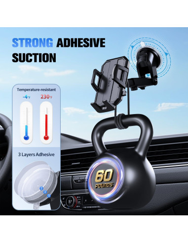 Soporte para teléfono de coche SUUSON 3 en 1 negro mate