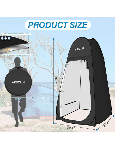 Carpa de Ducha Plegable AKOZLIN 1.88m Alta Impermeable Carpa de Ducha Plegable AKOZLIN 1.88m Alta Impermeable