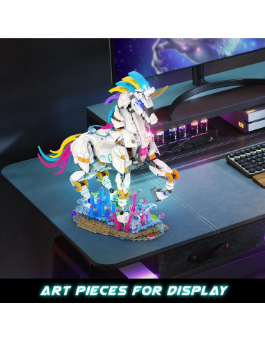 JMBricklayer Unicornio Arcoíris 1492 Piezas con Luz 70008