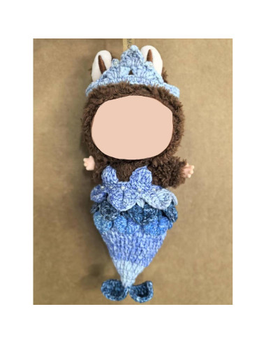Conjunto de Falda de Bikini de Sirena Labubu 15-17cm Tejido a Mano