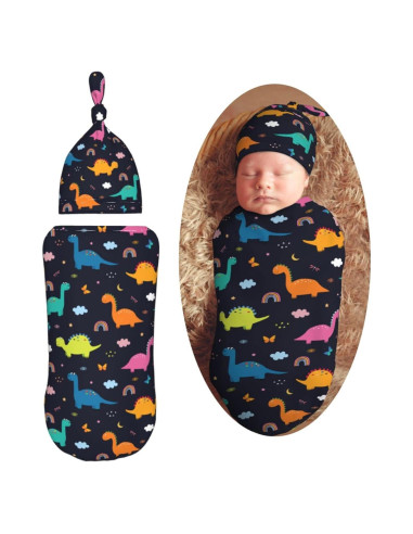 Manta de Envuelo Auhomea para Recién Nacidos Dinosaurios 29x53 cm