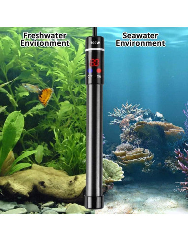 Calentador de Acuario MQ 500W Titanio 70-80 Galones LED