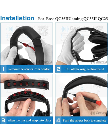 Almohadillas y diadema Geekria para Bose QC35 II y QC45