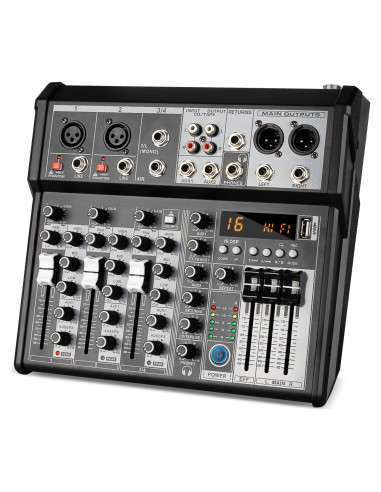 Mezclador de Audio Profesional Depusheng XT4, 4 Canales, Bluetooth