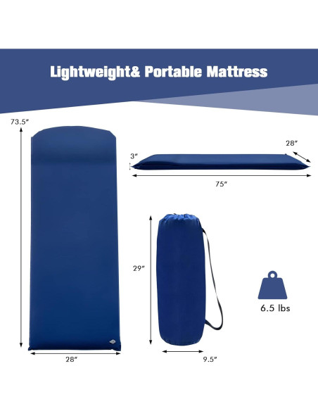 Almohadilla de Dormir Autoinflable Tangkula 75x28x7.62cm Azul Almohadilla de Dormir Autoinflable Tangkula 75x28x7.62cm Azul