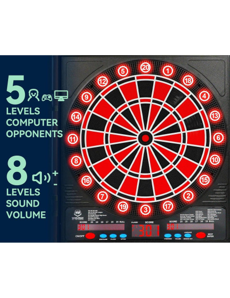 Tablero de Dardos Electrónico WIN.MAX 50.8 cm LED 34 Juegos Tablero de Dardos Electrónico WIN.MAX 50.8 cm LED 34 Juegos