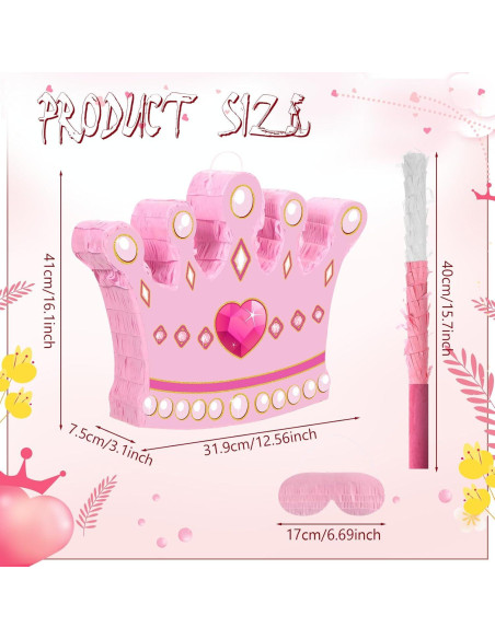 Piñata de Corona de Princesa Threan con Palo y Máscara 41x31.9cm Piñata de Corona de Princesa Threan con Palo y Máscara 41x31.9cm