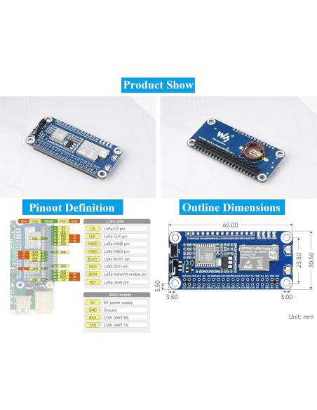 Módulo LoRaWAN GNSS UeeKKoo SX1262 para Raspberry Pi Módulo LoRaWAN GNSS UeeKKoo SX1262 para Raspberry Pi